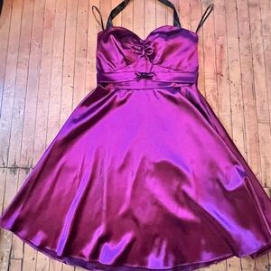 Stop Staring Deep Purple Halter Swing Dress